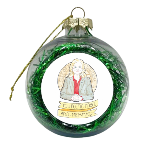 Leslie Knope of Parks & Rec Watercolor Illustration - xmas bauble by A Rose Cast - Karen Murray