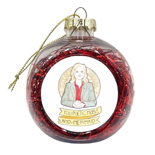 Leslie Knope of Parks & Rec Watercolor Illustration - xmas bauble by A Rose Cast - Karen Murray