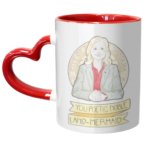 Leslie Knope of Parks & Rec Watercolor Illustration - unique mug by A Rose Cast - Karen Murray