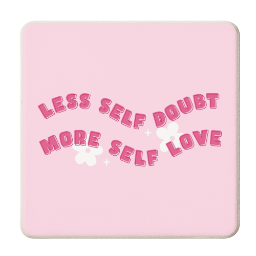 Less self doubt more self love - personalised beer coaster by The Girl Next Draw