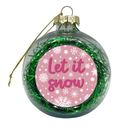 Let it snow snowflake in pink - xmas bauble by The Girl Next Draw