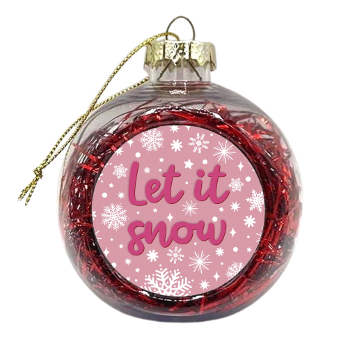 Let it snow snowflake in pink - xmas bauble by The Girl Next Draw