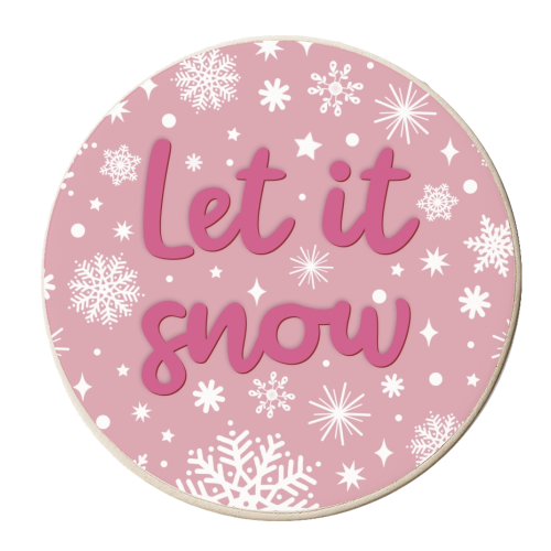 Let it snow snowflake in pink - personalised beer coaster by The Girl Next Draw