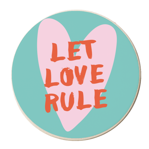 Let love rule - personalised beer coaster by Ohkimiko