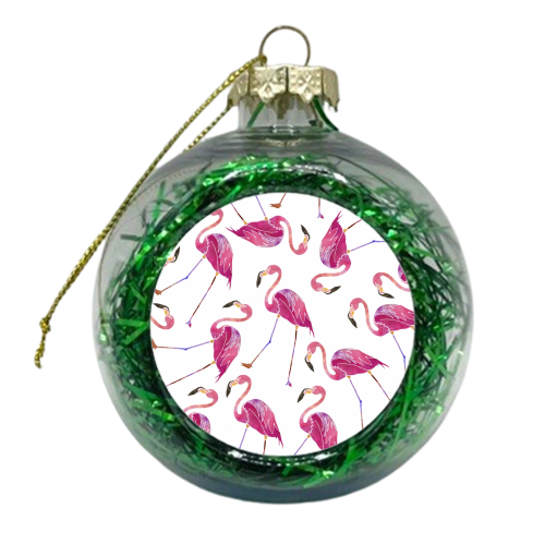 Let\'s Flamingo! - xmas bauble by Natasha Troy
