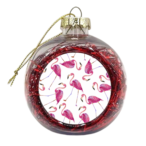 Let\'s Flamingo! - xmas bauble by Natasha Troy