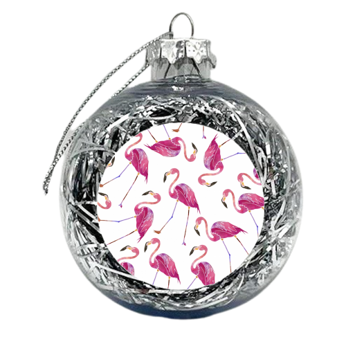 Let\'s Flamingo! - xmas bauble by Natasha Troy