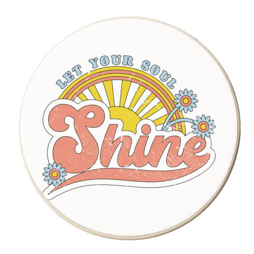 Let Your Soul Shine - Vintage Retro Graphic - personalised beer coaster by InspiredImages