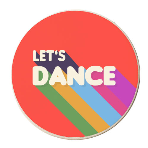 Let's Dance Retro Rainbow Text - personalised beer coaster by Ania Wieclaw