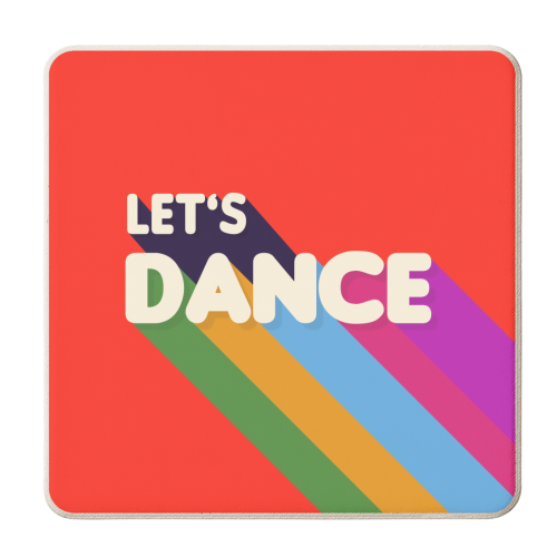 Let's Dance Retro Rainbow Text - personalised beer coaster by Ania Wieclaw