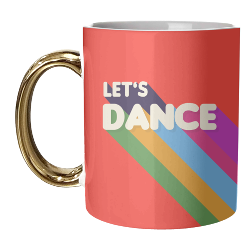 Let's Dance Retro Rainbow Text - unique mug by Ania Wieclaw