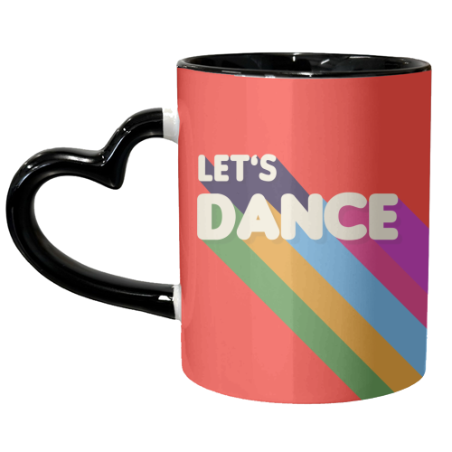 Let's Dance Retro Rainbow Text - unique mug by Ania Wieclaw