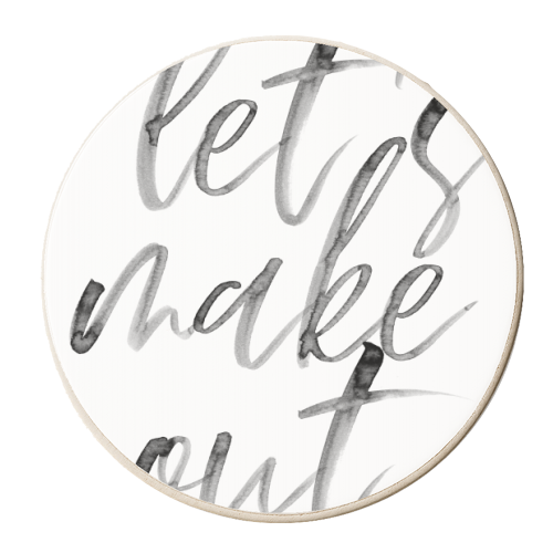 Let's Make Out Watercolor Script - personalised beer coaster by Toni Scott