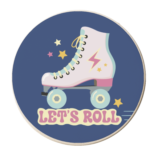 Let's Roll 80s style - personalised beer coaster by Giddy Kipper