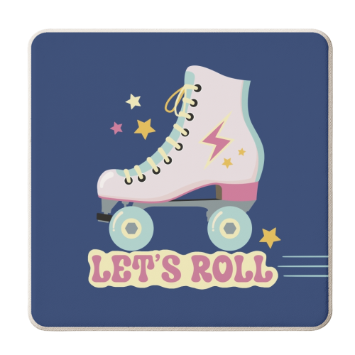 Let's Roll 80s style - personalised beer coaster by Giddy Kipper