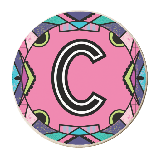LETTER C - is for Chaotic Crazy Cool Cucumber Cats Casually Canoodling - personalised beer coaster by Mad Philomena