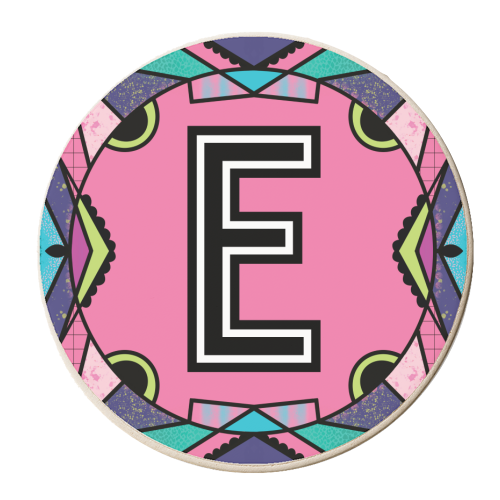LETTER E - is for Elegant Eccentric Elephants Expertly Examining Earthworms - personalised beer coaster by Mad Philomena