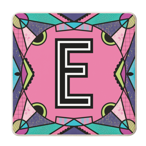 LETTER E - is for Elegant Eccentric Elephants Expertly Examining Earthworms - personalised beer coaster by Mad Philomena