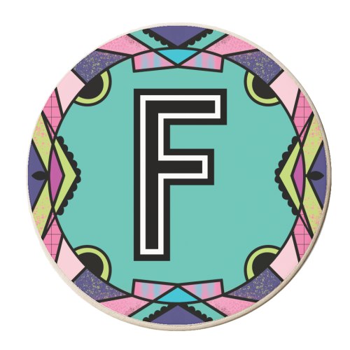 LETTER F - is for Fantastical Fleeting Foxes Fervently Fetching Flip Flops! - personalised beer coaster by Mad Philomena