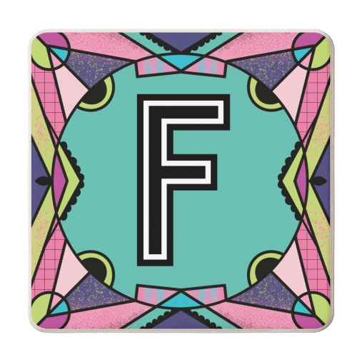 LETTER F - is for Fantastical Fleeting Foxes Fervently Fetching Flip Flops! - personalised beer coaster by Mad Philomena