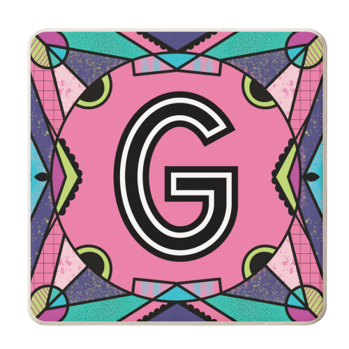 LETTER G - is for Glorified Gorillas Gluttinously Gambling Gasping at Ghoulish Geraniums - personalised beer coaster by Mad Philomena