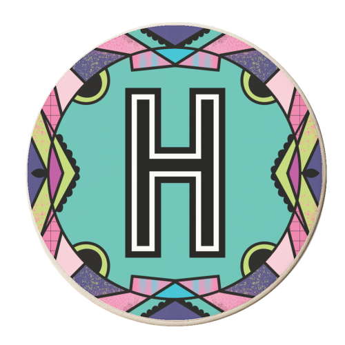 LETTER H - is for Hilarious Hobbling Hamsters Hurrying Homeward Hastily - personalised beer coaster by Mad Philomena