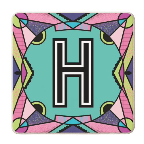 LETTER H - is for Hilarious Hobbling Hamsters Hurrying Homeward Hastily - personalised beer coaster by Mad Philomena