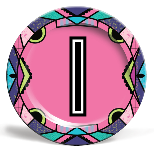 "LETTER I - is for "Idiotic Iguanas Insolently Illustrating Imbeciles" - ceramic dinner plate by Mad Philomena