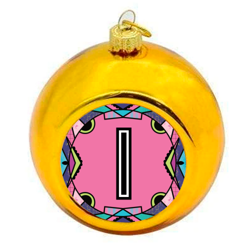 "LETTER I - is for "Idiotic Iguanas Insolently Illustrating Imbeciles" - colourful christmas bauble by Mad Philomena