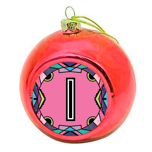 "LETTER I - is for "Idiotic Iguanas Insolently Illustrating Imbeciles" - colourful christmas bauble by Mad Philomena
