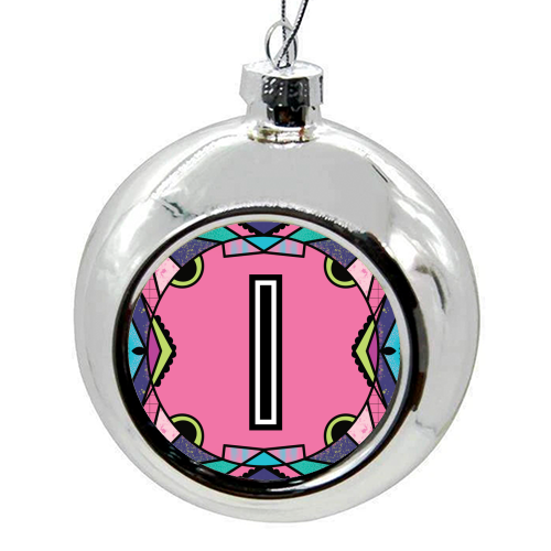 "LETTER I - is for "Idiotic Iguanas Insolently Illustrating Imbeciles" - colourful christmas bauble by Mad Philomena
