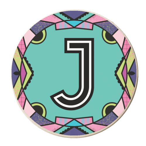 LETTER J - is for Jesticulating Jaguars wearing Jeggings Joyfully Jiving. - personalised beer coaster by Mad Philomena