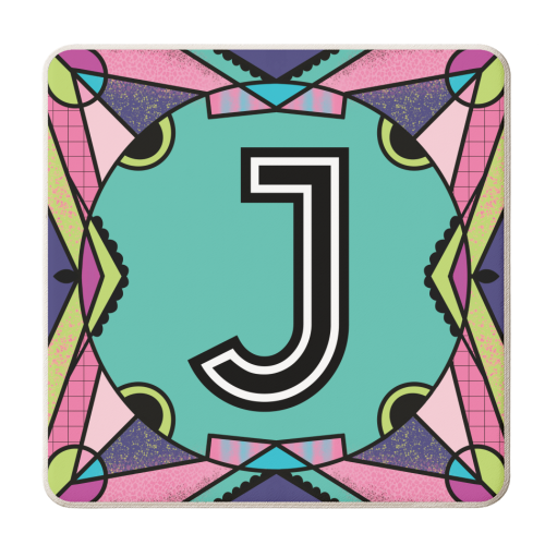 LETTER J - is for Jesticulating Jaguars wearing Jeggings Joyfully Jiving. - personalised beer coaster by Mad Philomena