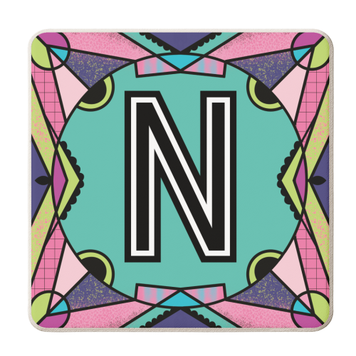 Letter N - is for Naughty Nocturnal Nymphs Nibbling Nutty Noodles - personalised beer coaster by Mad Philomena