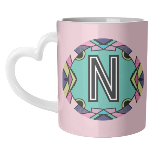 Letter N - is for Naughty Nocturnal Nymphs Nibbling Nutty Noodles - unique mug by Mad Philomena