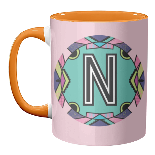 Letter N - is for Naughty Nocturnal Nymphs Nibbling Nutty Noodles - unique mug by Mad Philomena