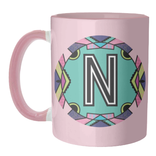 Letter N - is for Naughty Nocturnal Nymphs Nibbling Nutty Noodles - unique mug by Mad Philomena
