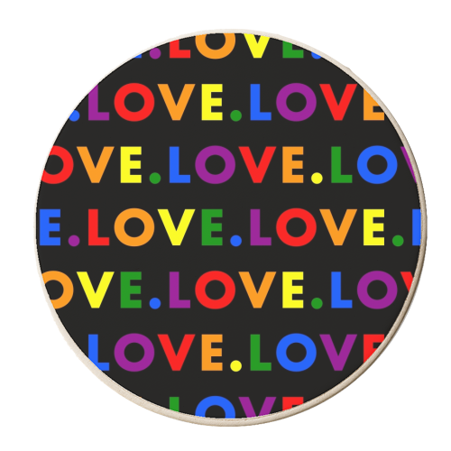 Lgbt love pride rainbow - personalised beer coaster by The Girl Next Draw