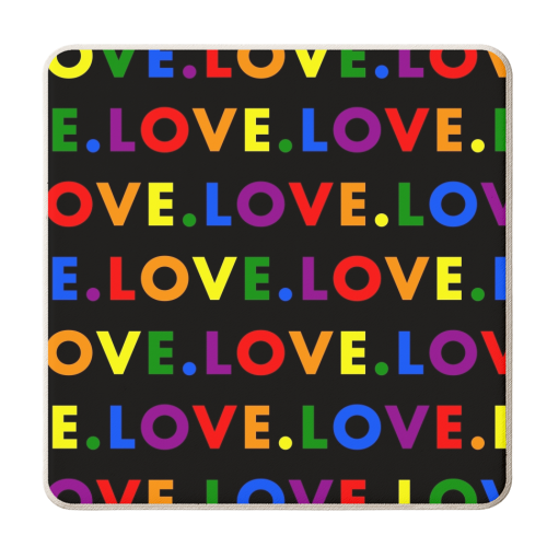 Lgbt love pride rainbow - personalised beer coaster by The Girl Next Draw