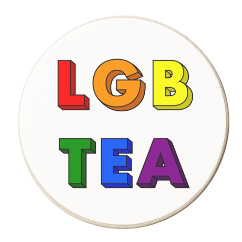 LGBTea rainbow typography - personalised beer coaster by The Girl Next Draw
