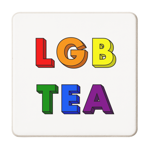 LGBTea rainbow typography - personalised beer coaster by The Girl Next Draw