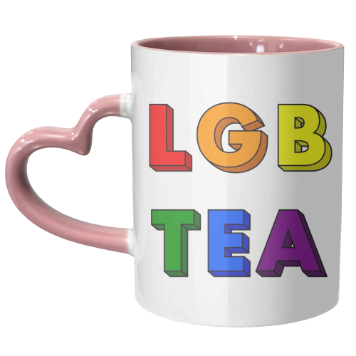 LGBTea rainbow typography - unique mug by The Girl Next Draw