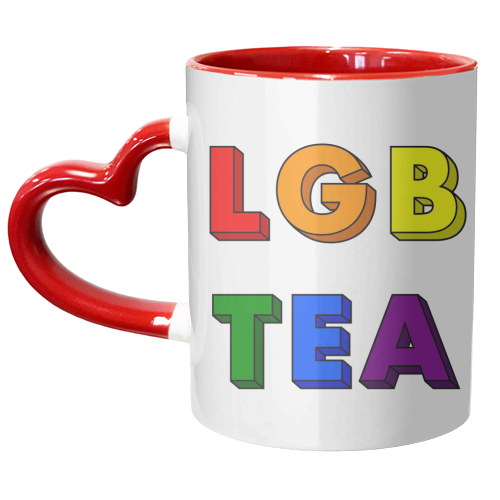LGBTea rainbow typography - unique mug by The Girl Next Draw