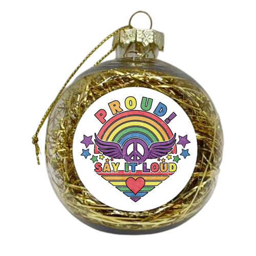 LGBTQ - Gay Pride - Rainbow Design - - xmas bauble by InspiredImages