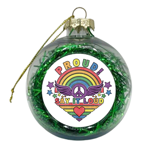 LGBTQ - Gay Pride - Rainbow Design - - xmas bauble by InspiredImages