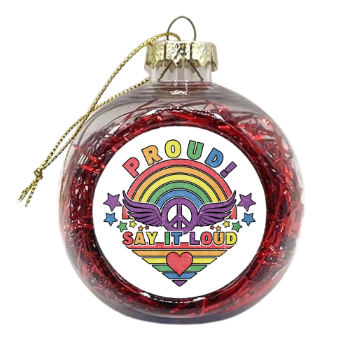 LGBTQ - Gay Pride - Rainbow Design - - xmas bauble by InspiredImages