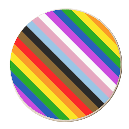 LGBTQ+ repeating pattern stripes - personalised beer coaster by The Girl Next Draw