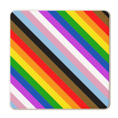 LGBTQ+ repeating pattern stripes - personalised beer coaster by The Girl Next Draw