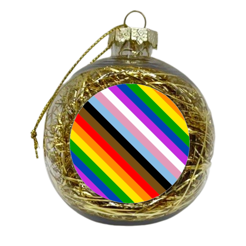 LGBTQ+ repeating pattern stripes - xmas bauble by The Girl Next Draw