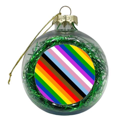 LGBTQ+ repeating pattern stripes - xmas bauble by The Girl Next Draw